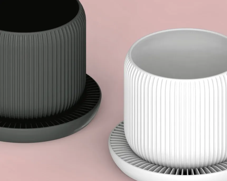 Maceta decorativa con bandeja integrada - Imagen 3